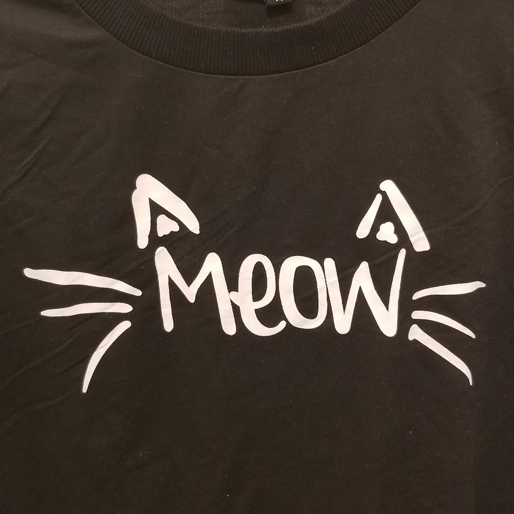 Black "meow" cat sweatshirt - Picture 2 of 3